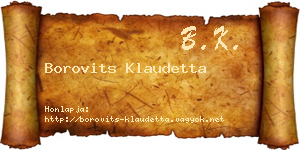 Borovits Klaudetta névjegykártya